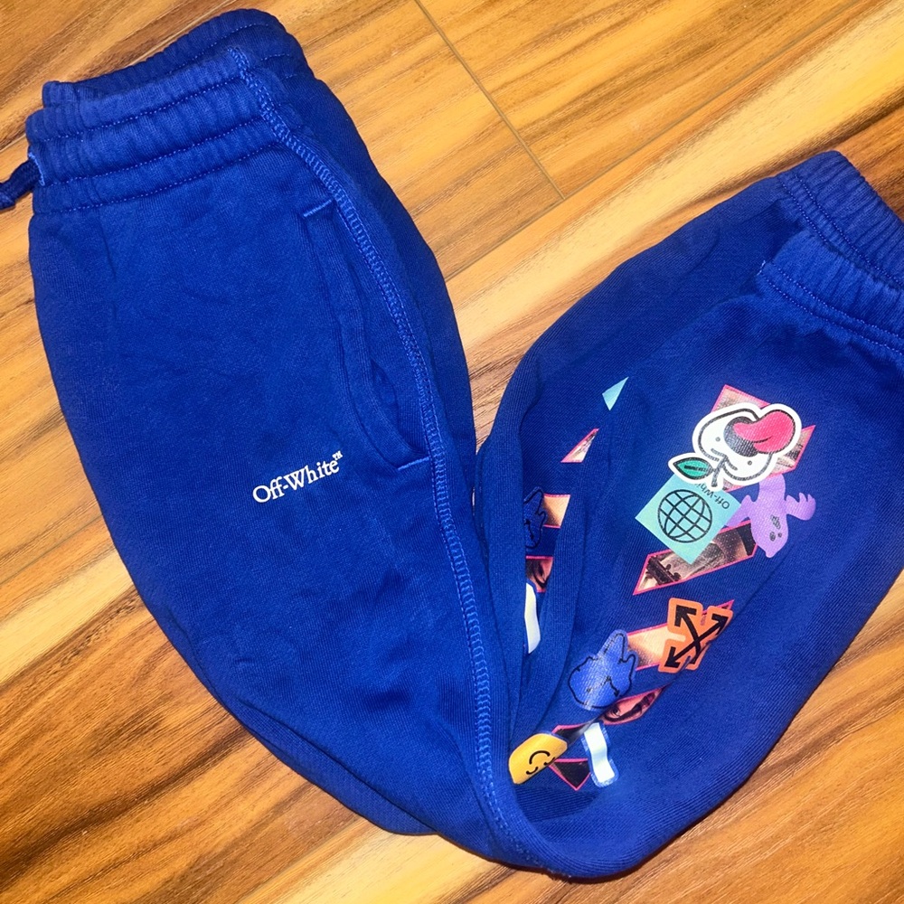 Off-White Kid’s Royal Blue luxury fashion Joggers size 6 limited edition